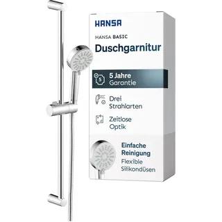BASIC Duschgarnitur | Duschkopf mit Schlauch und Duschstange 70cm I Duschbrause