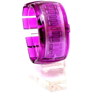 LED Armbanduhr Herren Damen Digital Uhr Sportuhr Lila mit elastischem Armband Digitaluhr