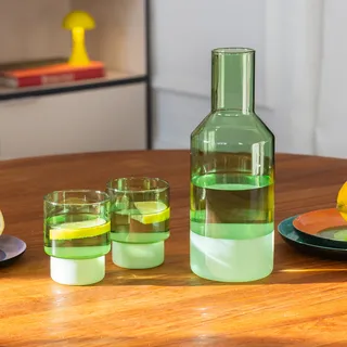 REMEMBER Glaskaraffe "Jill" green, Borosilikatglas, H 24 cm, Ø 9 cm, 1 l, hitzebeständige Design-Karaffe