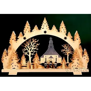 3D Schwibbogen Seiffener Kirche & Kurrende 53cm x 35cm - Handarbeit Erzgebirge Weihnachten erzgebirgischer Lichterbogen