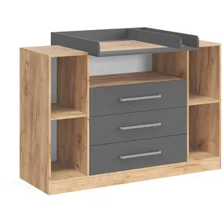 Vicco Wickelkommode Olina, Goldkraft Eiche/Anthrazit, 138.3 x 93 cm