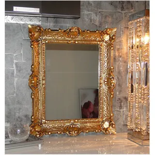 NEU Rahmenspiegel Barockspiegel Spiegel In Gold 56x46 cm Renaissance Opulenter Prachtvoller Nostalgie Antik Barock Repro Barockstil 50SP