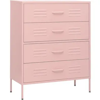 vidaXL Kommode 4 Schubladen Anrichte Schrank Beistellschrank Mehrzweckschrank Standschrank Sideboard Schubladenschrank Rosa 80x35x101,5cm Stahl