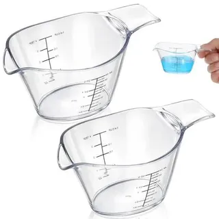 2 Stück Messbecher Klein 60ml Mini Mischbecher mit Waage für Labor Küche Backen Kochen Klar Garten Gut Ablesbar V-förmiger Auslauf für Mischen Fa