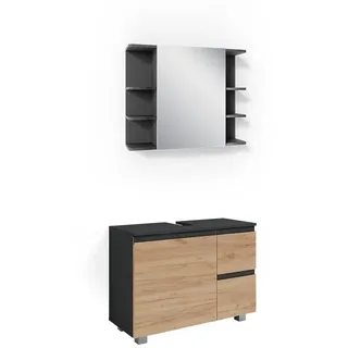 Vicco J-Shape 2-tlg. Anthrazit/Eiche