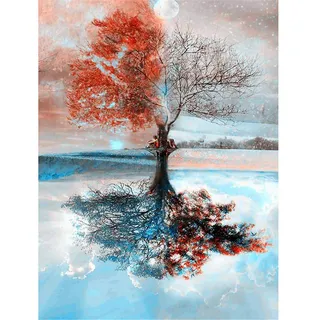 Yingxin34 Puzzle 3000 Teile - Jigsaw Puzzle für Erwachsene - Buntes Holzpuzzle 3000 Teile Erwachsene, Motiv: Die vier Jahreszeiten des Baumes, 3000 Puzzle-48