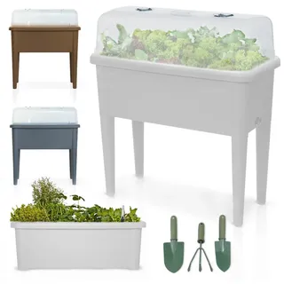 onbest Hochbeet Kunststoff 76 x 66,5 x 37 cm Weiß
