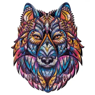 Holzpuzzle Wolf 100 Teile – Tierpuzzle aus Holz für Erwachsene & Kinder – Einzigartige Formen, Entspannendes Puzzle & Geschenkidee, 24,5 × 20 cm (Wolf)