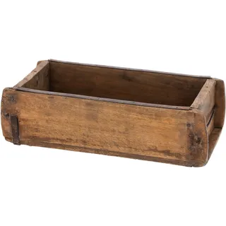 Spetebo Ziegelform Holzkiste mit Metall Beschlägen 30 x 15 cm - 1er Pack - Vintage Deko Kiste aus Altholz - Dekokiste Allzweck Box aus altem recyceltem Holz shabby used look