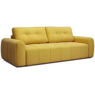 Konstanta Möbelhaus Schlafsofa Schlafsofa „Bergamo“ mit Bettkasten und Schlaffunktion, Pocket-Spring-Federn und Schlangenfeder im Gestell gelb 254 cm