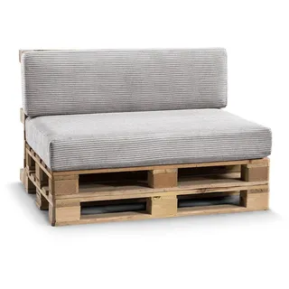 FAVRE Palettenkissen CosyRib Ribcord Garten Set PFLA(Sitzkissen 120x80+Rückenlehne 120x40), Kissen grau