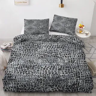 Bettwäsche 200x220 Leopard - Gepard Bettbezug 200x220 3 teilig, Weich & Bügelfrei Mikrofaser Bettwäsche-Sets, Wendebettwäsche mit Reißverschluss und 2 Kissenbezug 80x80 L&-y41