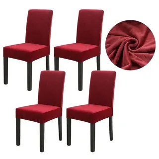 Vivi Idee Stuhlbezug Samt Stuhlhussen 4/6er Set Spannbezug für Esszimmerstühle Schwingstuhl, Elastische Waschbar Hochzeit Büro Partys Deko rot