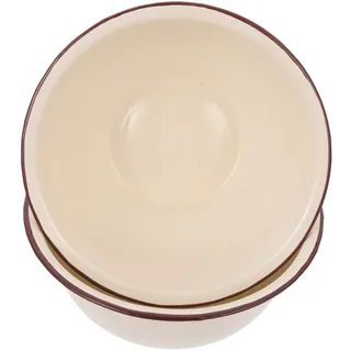 CIYODO Vintage Emaille Schüsseln für Lebensmittelaufbewahrung | Weiße Oberfläche, Glatte Beschichtung, Leicht zu Reinigen, für Salat und Gemüse, 2 Stück-pack