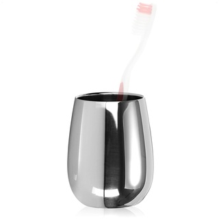 com-four® Zahnputzbecher aus Edelstahl - Hochglanz Zahnputzbecher 200 ml - Premium Edelstahl-Zahnputzbecher - Stahlbecher doppelwandig & BPA-frei (1 Stück - Edelstahl)