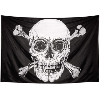Boland 74110 - Fahne Pirat, Größe 200 x 330 cm, Polyester, Totenkopf, Flagge, Banner, Wanddekoration, Hängedekoration, Kindergeburtstag, Mottoparty, Karneval, Halloween