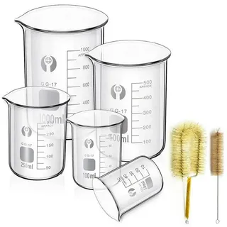 luxuskollektion Borosilikatglas Bechergläser Set 1000ml 500ml 250ml 100ml 50ml 5 Stück