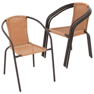 4er Set Bistrostuhl Stapelstuhl Balkonstuhl PolyRattan Garten hellbraun Terrasse