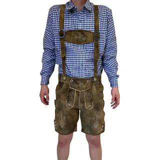 Dretaild Trachtenhose Premium Herren Lederhose kurz Ziegenleder mit braun 60