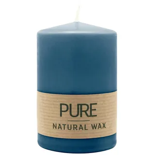 luterna 100% PURE, NATURAL WAX, Stumpenkerze, Nachtblau, WENZEL, 90/60 mm, Brenndauer ca. 25h, 100% plastikfrei