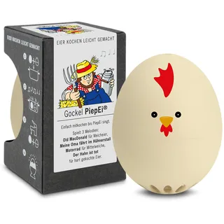 Gockel PiepEi - Singende Eieruhr zum Mitkochen - Eierkocher für 3 Härtegrade - Eieruhr Huhn - Lustiges Kochei - Musik Eggtimer - Brainstream
