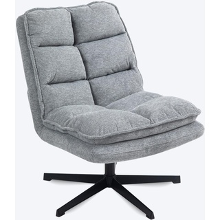 MEUBLE COSY Sessel 360° Drehbar Einzelsofa Faltbar Loungesessel Relaxsessel mit Armlehne Design Drehsessel, Metallbeine, für Wohnzimmer Schlafzimmer, Grau, 65x79.5x85cm, Metall Stoff