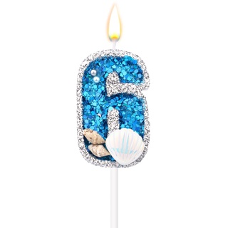 8 X 5 cm Geburtstagszahlen Kerzen, Blaue Zahlenkerzen für Torte Muschel-Pailletten-Zahlenkerzen für Geburtstag Kerzentortenaufsatz Glitzer-Zahlenkerzen für Jubiläum Themenparty (6)