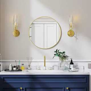 Koonmi runder Wandspiegel 50 cm Gold