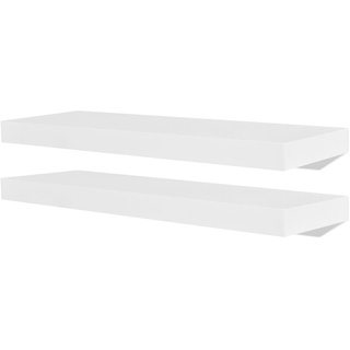 Lechnical 2-teiliges praktisches Haushalts-Wandregalset, Wandregal aus weißem MDF-Material im modernen Stil 2-teiliges Set 60 x 20 x 3,8 cm (Breite x Tiefe x Höhe)
