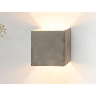 Wandleuchte B3 Gant Lights Beton hellgrau / innen vergoldet, Designer Stefan Gant, 14x14x14 cm