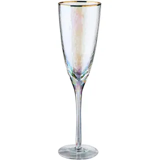 BUTLERS Sektglas 250 ml Glas - SMERALDA - Irisierend | Farbe Durchsichtig - Champagnerflöte für Hochzeiten - Proseccogläser für das Gartenfest - Perlmuttglanz mit Goldrand