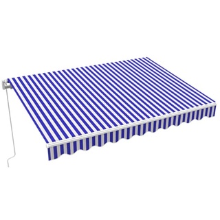 Gelenkarmmarkise Basic 2000 | 4x3 m | Stoff: Block, blau-weiß | Gestell: weiß | paramondo Markise für Terrasse, Balkon, Garten