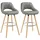 Barhocker 2er Set Holz Kunstleder ergonomisch Grau