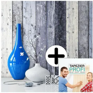 Newroom Vliestapete blau Tapete Holzwand Holzbalken,Holz,Streifen, Tapete Holzoptik Holztapete 3d Optik Holztapete Vintage Holz Optik Holzwand Vliestapete Holz Wohnzimmer Schlafzimmer Büro Flur Holzbalken Holzlatten, Naturholz blau