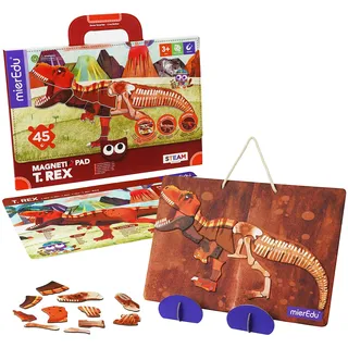mierEdu Magnetpuzzle T.Rex – Magnetisches Dinosaurier Lernspiel für Kinder ab 3 Jahren – Montessori Spielzeug zur Förderung von Motorik & Konzentration – Magnettafel Pad für kleine Forscher