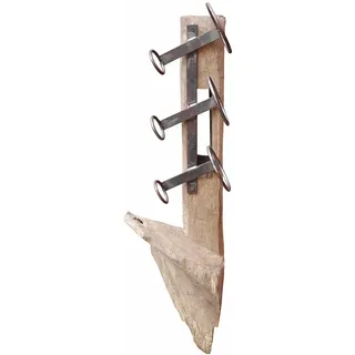Weinregal Wein-Wandregal Flaschenhalter für 3 Flaschen Teakholz H: 85 cm (8418)