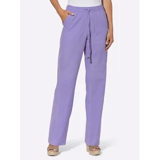 Webhose HEINE, Damen, Gr. 36, Normalgrößen, lila (lavendel), 55% Leinen, 45% Baumwolle, unifarben, lang, Hosen