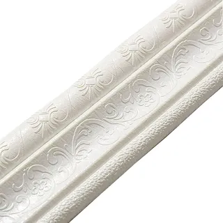 ACESOME Zierleisten Selbstklebend, 2.3m x 8 cm XPE Selbstklebende Zierleiste Bordüre Selbstklebend, Stuckleisten Wand Leisten, Tapetenbordüre Deckenleisten für Flur, Decke, Ecke, Linie (Weiß)