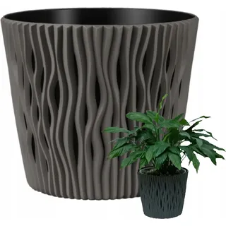Grauer Blumentopf 19cm Grauer Stein Deckel + Einsatz Poliertes Produkt Schön