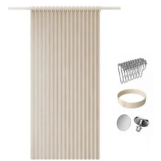 Zyronn Duschvorhang Magnet Duschvorhang Leinenoptik – Wasserabweisend, Faltbar Breite 100 cm (1-tlg), Raumteiler für Badezimmer, Dusche & Schlafzimmer beige 100 cm x 200 cm