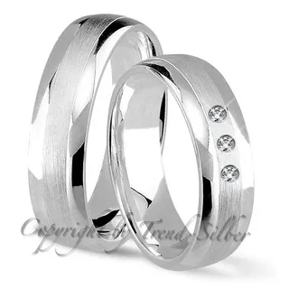 Trauringe123 Trauring Hochzeitsringe Verlobungsringe Trauringe Eheringe Partnerringe aus 925er Silber mit Stein, J- 38 51