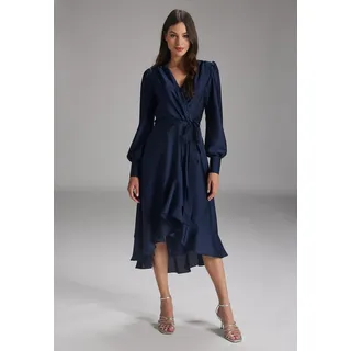 SWING Cocktailkleid - Vokuhila-Kleid mit blusigen Ärmeln Taillierter Schnitt mit ausgestelltem Rockteil blau 36