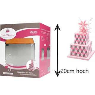 Tortenring XXL Profi Backrahmen eckig Edelstahl verstellbar extra hoch 20cm