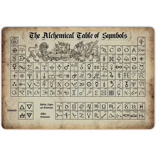 SmartCows The Alchemical Table of Symbols Retro-Metall-Blechschild, Poster, Wanddekoration, 20,3 x 30,5 cm