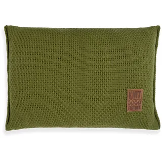 KNIT FACTORY - Jesse Zierkissen - Rechteckige Sofa Kissen - Moosgrün - Gestrickter Dekokissen - Couchkissen - 60x40 cm - Kissenbezug mit Füllung und Bezug