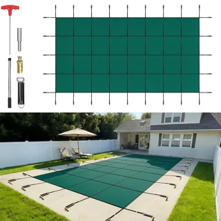 VEVOR Poolabdeckung, passend für 6,7x12,2 m Rechteckige Eingelassene Winterabdeckplane, Solide Pool-Sicherheitsabdeckung für Schwimmbad, Winter-Sicherheitsabdeckung