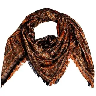 Lorenzo Cana XL Luxus Seiden - Stola Tuch Schaltuch jacquard gewebt 100% Seide Paisley Muster Pashmina Seidenschal Seidentuch Braun 7857577 - 120 x 120 cm