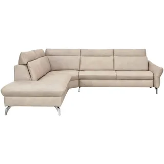 Himolla Komfortklass Ecksofa, Creme, Metall, Echtleder, Rindleder, 5-Sitzer, L-Form, 294x242 cm, Blauer Engel, Goldenes M, Emas, erweiterbar, Typenauswahl, Fußauswahl, Lederauswahl, Stoffauswahl, planbar, Wohnzimmer, Sofas & Couches, Wohnlandschaften, Ecksofas