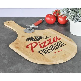 Hi Haushalt International Pizzabrett Schneidbrett 53x31x1cm Bambus Servierplatte Servierbrett Pizza Brett