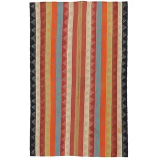 Nain Trading Orientteppich Kelim Fars Antik 133x207 Handgewebter Orientteppich / Perserteppich, rechteckig, Höhe: 5 mm rot|schwarz